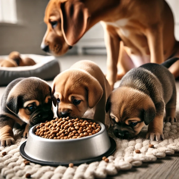 puppies around 5 6 weeks old during the weaning process